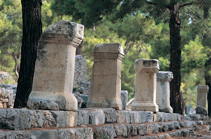 Antalya Phaselis Archaeological Site Port City Marine Trade Main Street Pavement Drain Street Pipes 
